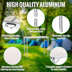 GARLLEN Folding Camping Table, 3-Height Adjustable Portable Folding Camping Table with Storage Bag, Lightweight Picnic Aluminum Table for Camping, BBQ, Outdoor, 34.2" L x 15.7" W, Silver