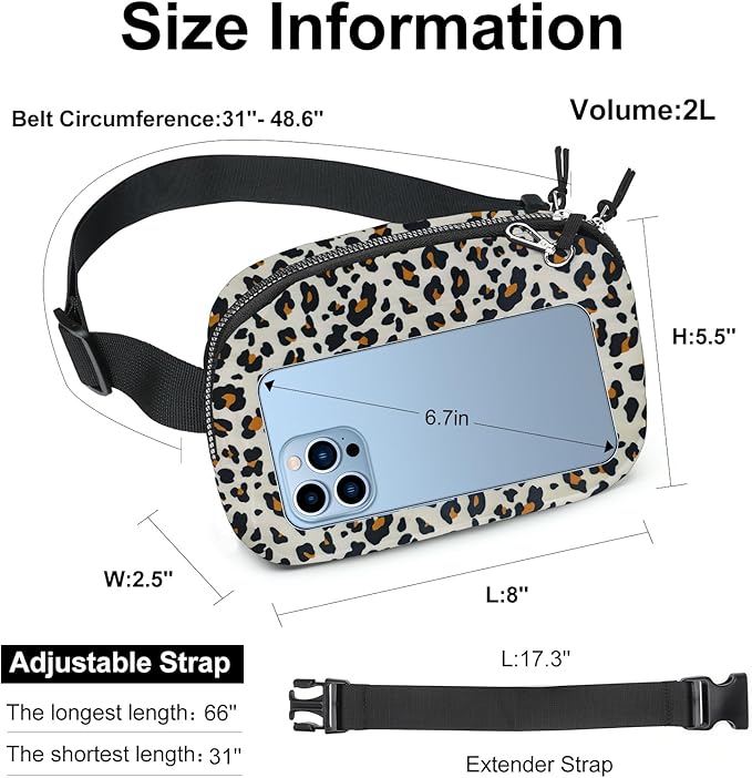 Mini Belt Bag for Women, RFID Small Fanny Pack, Womens Fashion Waist Packs with Extender Strap, Crossbody Bum Bags