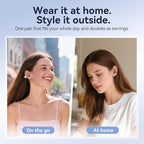 Kinglucky Jewelry-Inspired Clip-On Earbuds with Butterfly Earrings, Comfortable Fit & 50H Playtime Open Ear Bluetooth 5.4 Wireless Headphones for Women, Small Ears, Sports & Workouts (Black)