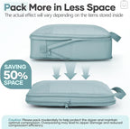 Veken 9/11 Set Compression Packing Cubes for Travel Essentials,Compressible Expandable Large Luggage Suitcase Organizer Bags for Clothing,Durable Space Saver Storage Bags with Toiletry Bags(Blue Gray)