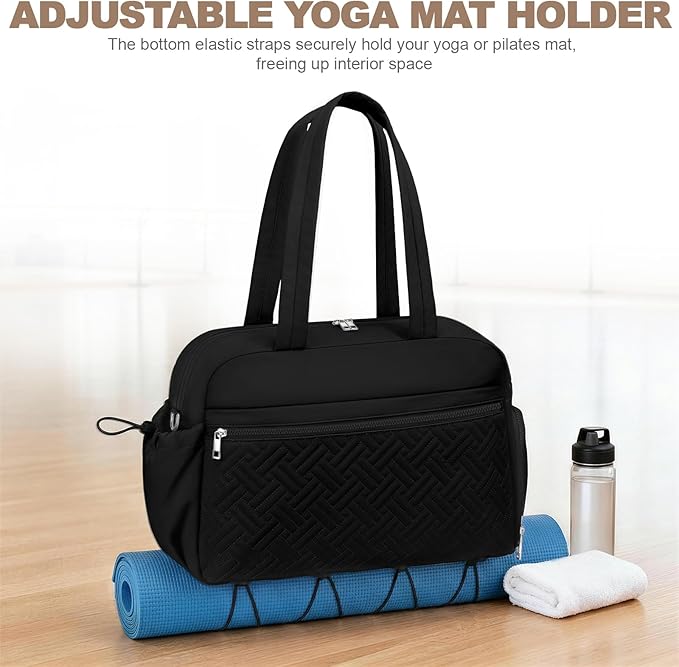 SYTRAH Gym Bag for Women, Lightweight Workout Duffle Bag with Shoe & Wet Separation for Gym, Yoga, Travel & Overnight, Stylish Sports Bag with Adjustable Shoulder Strap Black