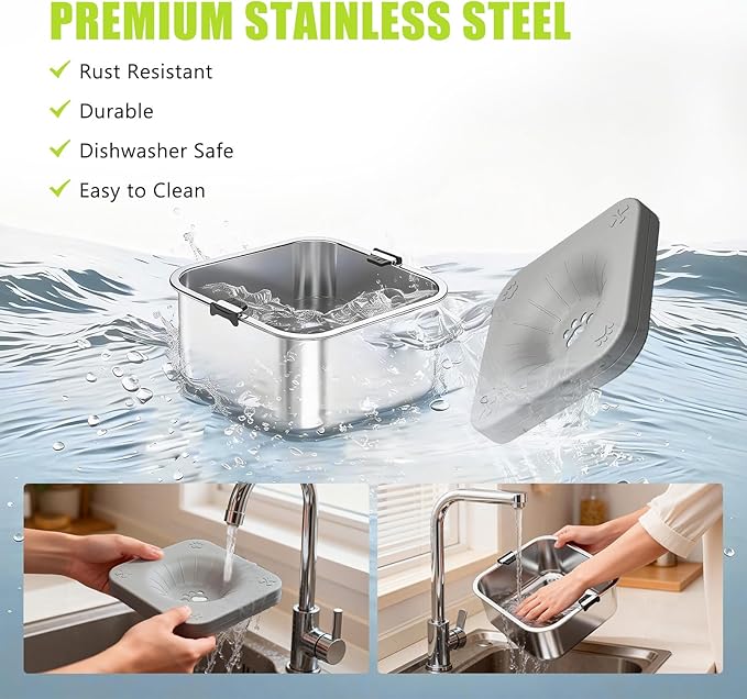 No Spill Dog Water Bowl 3L/101oz Stainless Steel Slow Drinking Water Bowls with Floating Disk, Anti-Splash Spill Proof Dog Dispenser for Messy Drinkers, Home & Travel Use (Gray)