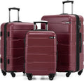 Coolife Luggage Set 3 Piece Hardside PC+ABS Suitcase with TSA Lock, Expandable Large Checked Luggage, Lightweight Rolling Carry On with Spinner Wheels(20/24/28 Inch, Radiant Pink)