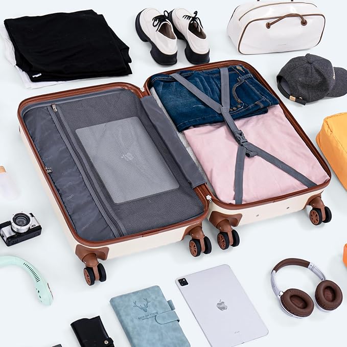 Cosbarn Luggage Sets 5 Piece Suitcases with Wheels, Suitcase Set ABS Hard Case Luggage with TSA Lock Spinner Wheels Durable Travel Luggage
