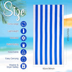EBOOT 10 Pack Oversized Beach Towel Set Extra Large Pool Towels Microfiber Quick Dry Swim Blanket for Adult Women Men Face Hand Body Bath Travel Pool(Plain Color,36 x 72 Inch,Cabana Stripe)