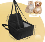 Dog Car Seat Foldable Dog Car Booster Seat Waterproof Breathable Oxford Travel Bag for Small to Medium Dogs, Puppies, and Pets-Pure Black