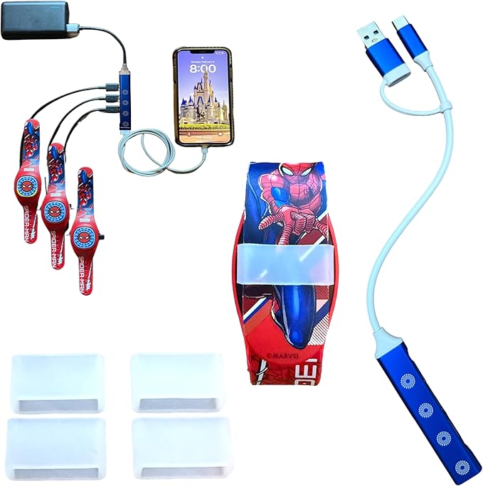 MultiCharger for MagicBand+, MagicBand + & Magic Band Compatible with FuelRod and Other External Battery. Disney World Accessories for Trip to Disneyland or Cruise (USB-A, 2-Pack)