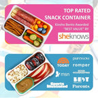 Small Snack Containers for Kids Toddlers - 3 Compartments (Set of 2) - Leak-Proof Reusable Boxes with Lids -BPA-Free Plastic Mini Bento Lunch Box - Ideal for School, Daycare - Holds 2 Cups (Pink+Blue)