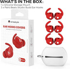 AhaStyle 3 Pairs Beats Studio Buds Ear Hooks Anti-Slip Ear Covers Silicone Accessories【Not Fit in The Charging Case】 Compatiable with New Beats Studio Buds 2021 (Red)