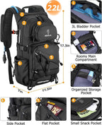 NOOLA Hydration Backpack with 3L Water Bladder, 22L / 25L Water Backpack for Hiking Cycling Biking, Lightweight Hiking Pack
