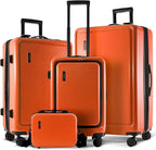 TRAVELARIM Orange Hardshell Luggage Sets 4 Piece, Durable Suitcase Set, Travel Luggage Set with Integrated TSA Lock, 360° Spinner Wheels, Expandable Medium and Large Checked Suitcase, 20/24/28 Inch