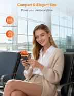 Portable Charger Power Bank Built-in Cables, 32000mAh 22.5W USB C Fast Charging, 5 Outputs 3 Inputs Travel Essentials Battery Pack Compatible with iPhone, iPad, Samsung, Google Pixel, Orange