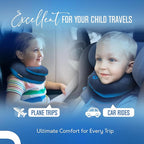 BCOZZY Kids Travel Neck Pillow (3-7 Y/O)- Patented Soft Toddler Pillow for Head & Chin Support in Car Seat, Airplane, and Road Trip Sleeping. Adjustable Size. Fully Washable. Carry Bag. Small, Navy