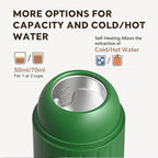 i Cafilas Fast self-heating Portable Electric Espresso Coffee Maker, 2 IN 1 Extraction Espresso Machine, Support Ground Coffee and NS capsule, for Travel,Car,camping,Climbing（Green） Rich Crema