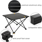 SOUJOY Camping Side Table, Portable Folding Beach Table, Small Aluminum Picnic Backpacking Table for Outdoor Cooking, BBQ, Hiking, Boat, Travel, 15.5''L x 13.8''W x 11.4''H