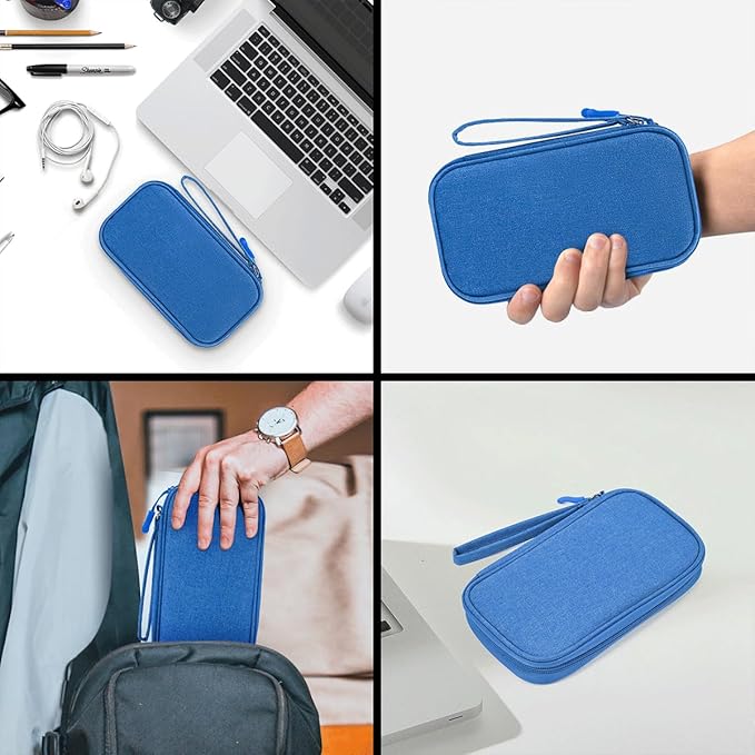 CAAORDKSO Travel Cord Organizer - Electronics Organizer Case, Cable Organizer Bag Pouch Waterproof Portable Accessories Case for Cord, Charger, Phone, Power Bank, Earphone (Blue)