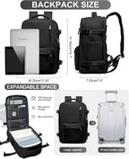 WONHOX Travel Backpack Women,Carry On Backpack Flight Approved 18x14x8 inches Bag Spirit Airlines Personal ltem,College Sports Hiking Rucksack Waterproof Casual Daypack Laptop Blackpack Men,Black