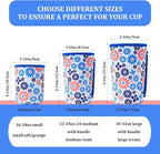 KJQJLY 3 Pack Reusable Iced Coffee Sleeves for Iced Coffee Cups or Drinks Reusable Neoprene Insulated Sleeves for Hot and Cold Drinks from Starbucks, Dunkin, And More (Blue Flower)