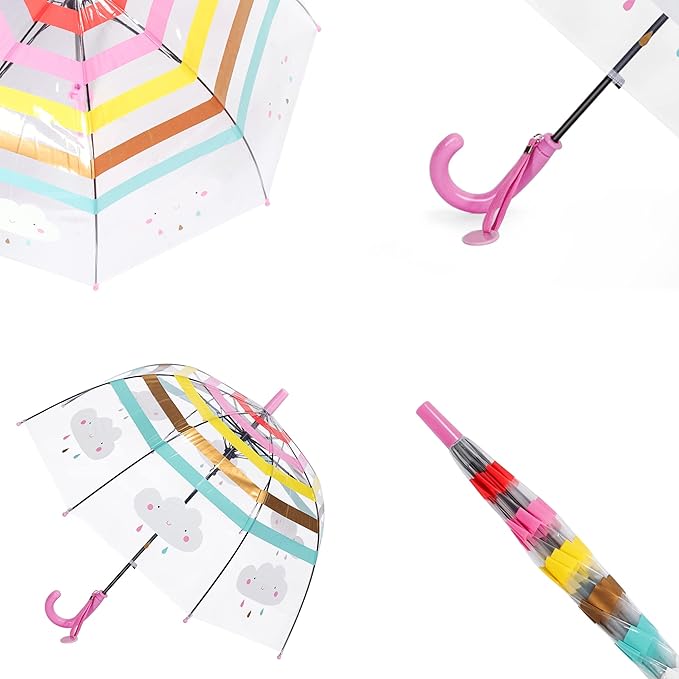Kids Clear Umbrella for Rain Dome Bubble Umbrellas Windproof for Kids Boys and Girls