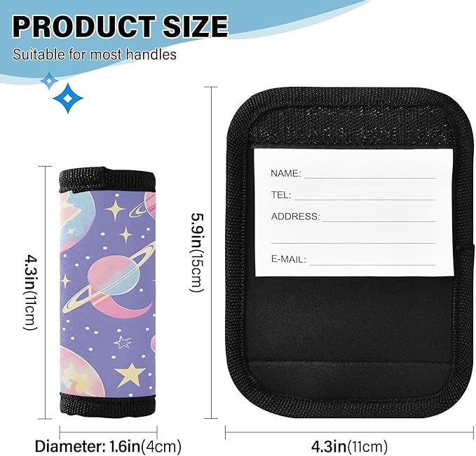 Moon Planet Constellation Luggage Handle Wrap for Suitcase Luggage Tags Handle Covers Identifiers Soft Decorations Travel Accessories 2 Pack