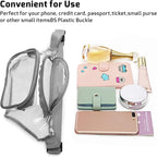 Veckle Clear Fanny Pack Stadium Approved - Adjustable 33-47 Inch Strap, Transparent Belt Bag for Women Men Fits 7.5-inch Smartphone, Waist Bag Clear Bag for Stadium Events, Sport, Concerts, Grey