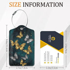 Shining Butterfly 3 Pack Luggage Tag for Suitcase, Unique Leather Travel Tags Identifiers with Privacy Name Address Labels & Durable Steel Loop for Women Men Travel