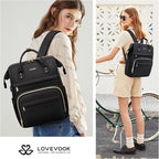LOVEVOOK Laptop Backpack for Women,17 Inch Professional Womens Travel Backpack Purse Computer Laptop Bag Nurse Teacher Backpack,Waterproof College Work Bags Carry on Back Pack with USB Port,Black