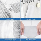 Teletrogy Shoe Washing Bag for Washing Machine, Fluffy Fibers Keep 360° Wrap-around Cleaning, Adjustable Shoe Trees, Durable Hidden Zipper Reusable Laundry Bag for Sneaker Gym Shoes White