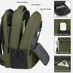 MATEIN 15.6 Inch Travel Laptop Backpack, Sturdy Computer Backpack for Women Men, Lightweight Fashion Water Resistant Traveling Backpack Casual Daypack for College Offic, Green