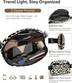 Pritent Fanny Packs for Women Cross Body Bag Waterproof Belt Bag with Adjustable Strap and Zipper Back Pocket Small Crossbody Bags Fashion Waist Packs for Workout Travelling(Leopard, Large)
