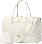 Travel Overnight Bag Weekender Bags - Duffle Bag Women with Shoe Compartment Carry On Overnight Bag with Toiletry Bag Duffel Bags with Wet Pocket for Gym Hospital Bags for Labor and Delivery Beige