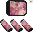4 PC Luggage Handle Wrap Luggage Handle Covers Tags for Suitcase Bags Travel Luggage Handle Identifier Gripper Pink Marble
