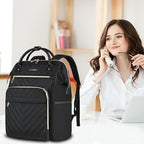 VANKEAN 17 Inch Laptop Backpack for Women Fashion Computer Work Bag, Large Capacity Waterproof Backpack, College Daypack Business Travel, Black