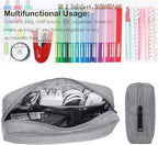 CAAORDKSO Electronic Cable Organizer Bag, Travel Accessories Carry Case Portable Waterproof Electronics Organizer Case for Cable, Cord, Charger, Phone, Power Bank, Earphone (Big-Light Grey)
