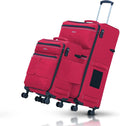 TACH LITE Samba Soft Connectable 2 Piece Luggage Sets - 20 & 28 inch Luggage | Small Carry On & Large Checked Suitcases | Patented Built-In Connecting System | Rolling Suitcase Links 6 Bags (Red)