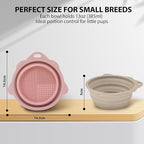 2-Pack Collapsible Silicone Dog Bowl,13oz Portable Pet Food & Water Dish, Travel Bowl with Non-Slip Textured Base (Lick Mat Feature) for Peanut Butter, Yogurt - Pink&Ivory