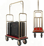 Generic Hotel Luggage Cart 39Lx19Wx68H Inch Bellman Cart with 881lb Load Capacity 8-inch Silent Rubber Casters Carpet Deck Bumper Rails Hotel Service Trolley for Commercial Use Condos Resorts