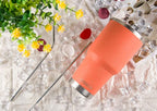 D·S 30oz Orange Tumbler Stainless Steel Insulated Travel Mug with Straw Lid Cleaning Brush (30oz Orange)