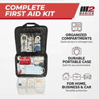 M2 BASICS 300 Piece First Aid Kit, 40 Items, Compact Emergency Medical Kit with Durable Carry Bag for Home, Car, Travel, Office, Camping
