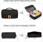 SUPACOOL Casual Laptop Backpack, Lunch bag, Pencil bag, School backpack with USB Port for Men and Women, Bookbag for Boys and Girls, Backpack Set(3PCS Black)