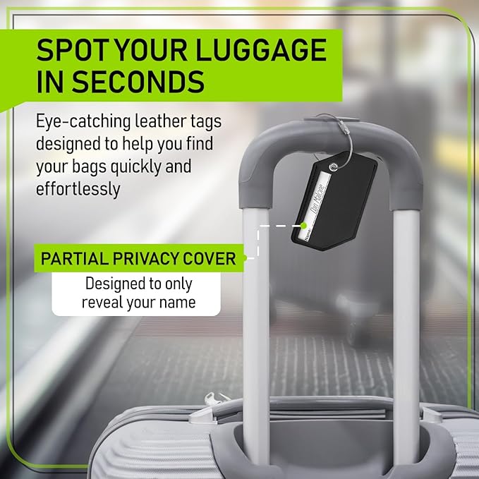 Untethered 4-Pack Luggage Tag Set | Durable Luggage Tags for Suitcases & Travel Bags | Bag Tag & Name ID Identifiers | Suitcase Tags for Easy Luggage Identification