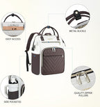 VANKEAN 17 Inch Laptop Backpack for Women Fashion Computer Work Bag, Large Capacity Waterproof Backpack, College Daypack Business Travel, Beige-Coffee