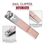 HANTEKAS Manicure Set Nail Clippers Kit 6 Pieces in 1 Stainless Steel Professional Grooming Nail Care Tools Including Nano Glass Nail Shiner Buffer File Gift for Men Husband Boyfriend Parents Women