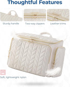 BAGSMART Travel Toiletry Bag, Large Wide-open Travel Bag for Toiletries, Makeup Cosmetic Travel Bag with Handle-Pink