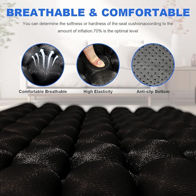 Sonduur 18" x 16" Travel Cushion for Airplane Seat, Adjustable Portable Inflatable Seat Cushion for Air Travel, High Profile Travel Seat Cushions for Airplanes, Lycra Material