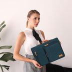 MOSISO 360 Protective Laptop Shoulder Bag,15-15.6 inch Computer Bags Compatible with MacBook Pro 16 inch, HP, Dell, Lenovo, Asus Notebook,Side Open Messenger Bag with 4 Zipper Pockets, Teal Green