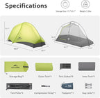 Naturehike Star Trail Ultralight Backpacking Tent, 2.3lb One Person Tent, 2.76 lb 2 Person Tents for Camping