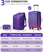 LARVENDER Carry on Luggage 22x14x9 Airline Approved, Expandable 20 Inch Hardside Large Suitcase with Wheels TSA Lock, Lightweigh PC+ABS Travel Carry-on Suitcases for Women and Men, Midnight Berry