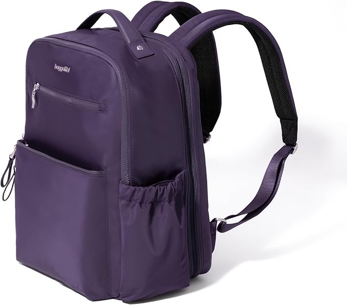 Baggallini Tribeca Expandable Laptop Backpack - 15"x11" Lightweight RFID Computer Bag for Work & Travel with Luggage Sleeve
