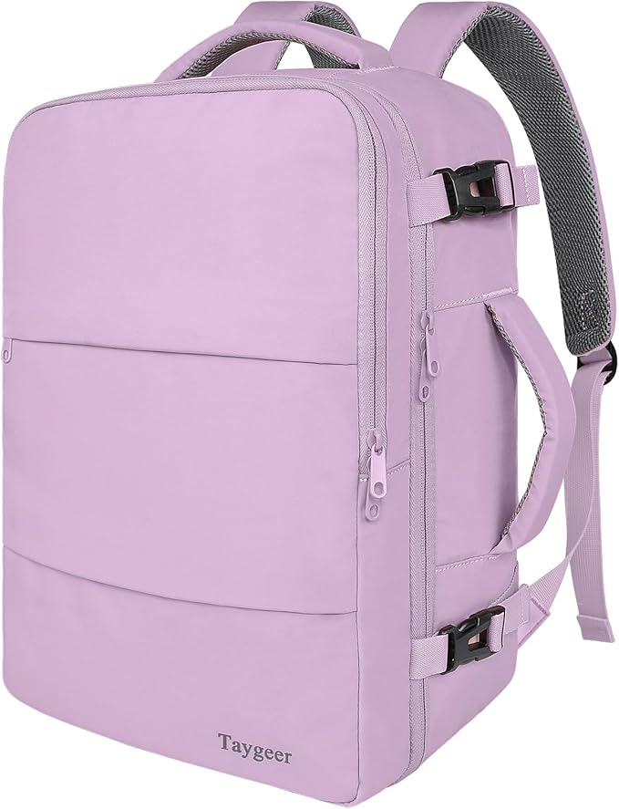 Taygeer Travel Backpack for Men Women, Airline Approved Underseat Personal Item with 17.3 inch Laptop Compartment, TSA Friendly Mochila for Business Hiking Weekend, Carry On Backpack, Orchid Purple